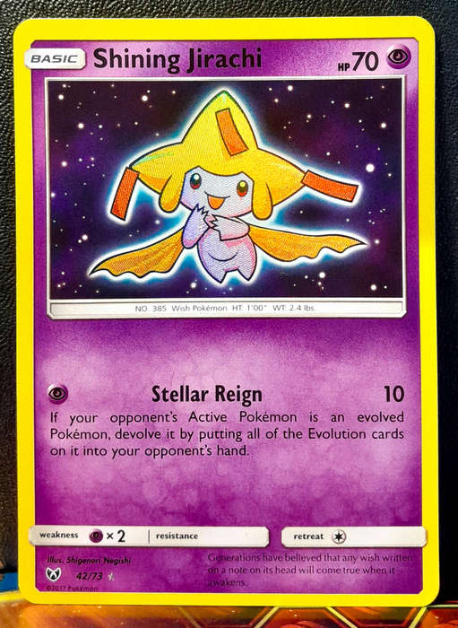 Pokemon Card - Shining Jirachi 42/73 - Textured Holofoil - Shining Legends - NM