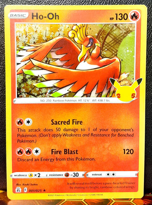 Pokemon Card - Ho-Oh 001/025 - Holofoil Rare - Celebrations 25th Anniversary NM