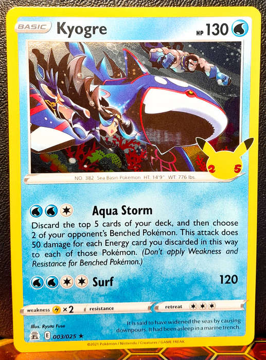 Pokemon Card - Kyogre 003/025 - Holofoil Rare - Celebrations 25th Anniversary NM