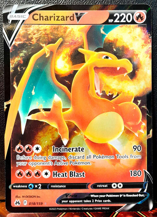 Pokemon Card - Charizard V 018/159 - Holofoil Full Art - Crown Zenith NM
