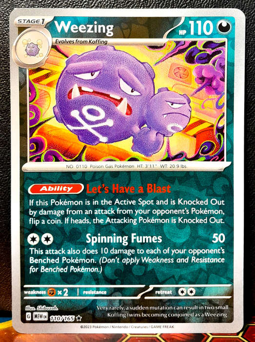 Pokemon Card - Weezong 110/165 - Reverse Holofoil RARE - Pokemon 151 - NM