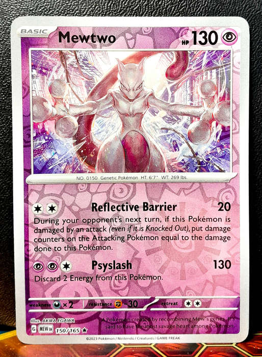 Pokemon Card - Mewtwo 150/165 - Reverse Holofoil RARE - Pokemon 151 - NM
