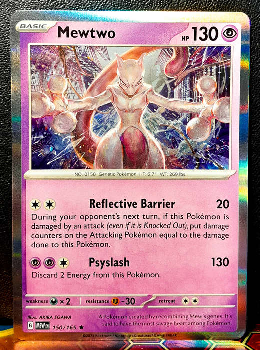 Pokemon Card - Mewtwo 150/165 - Holofoil RARE - Pokemon 151 - NM