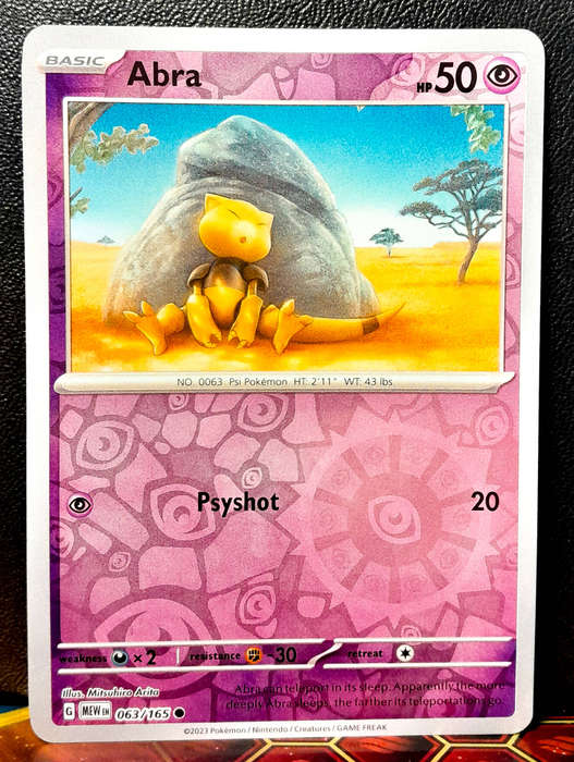 Pokemon Card - Abra 063/165 - Reverse Holofoil - Pokemon 151 - NM