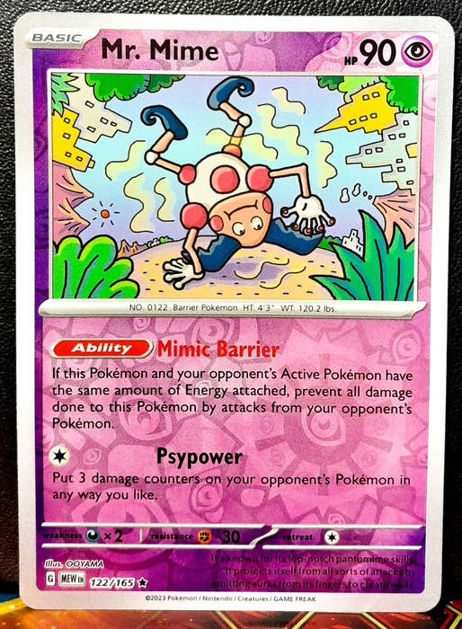 Pokemon Card - Mr. Mime 122/165 - Reverse Holofoil RARE - Pokemon 151 - NM