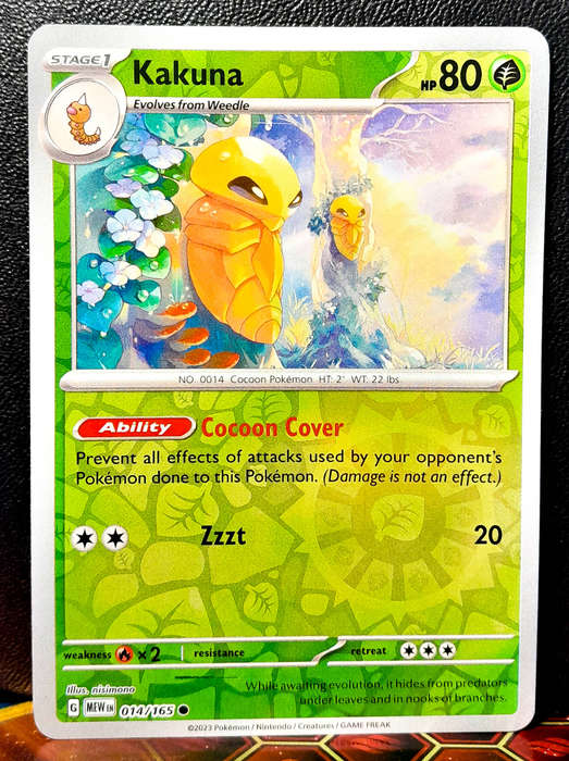 Pokemon Card - Kakuna 014/165 - Reverse Holofoil - Pokemon 151 - NM