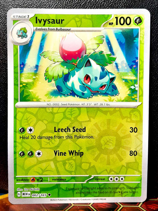 Pokemon Card - Ivysaur 002/165 - Reverse Holofoil - Pokemon 151 - NM