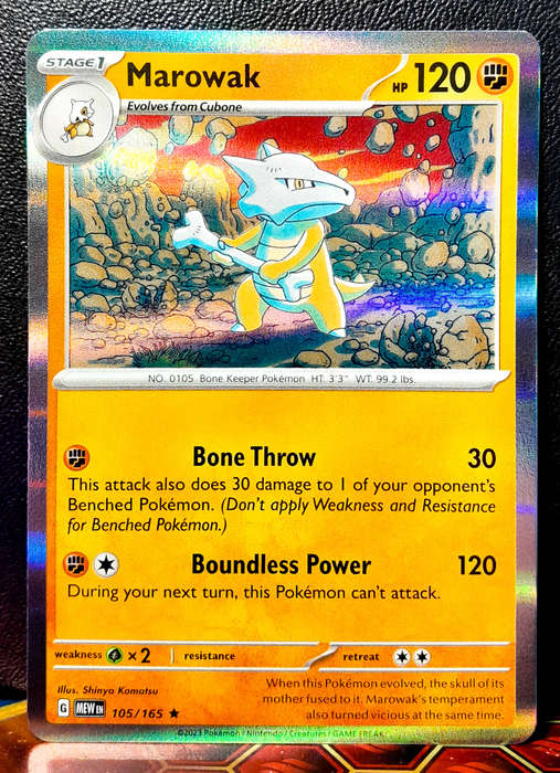 Pokemon Card - Marowak 105/165 - Holofoil RARE - Pokemon 151 - NM