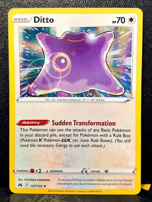 Pokemon Card - Ditto 107/159 - Holofoil RARE - Crown Zenith NM