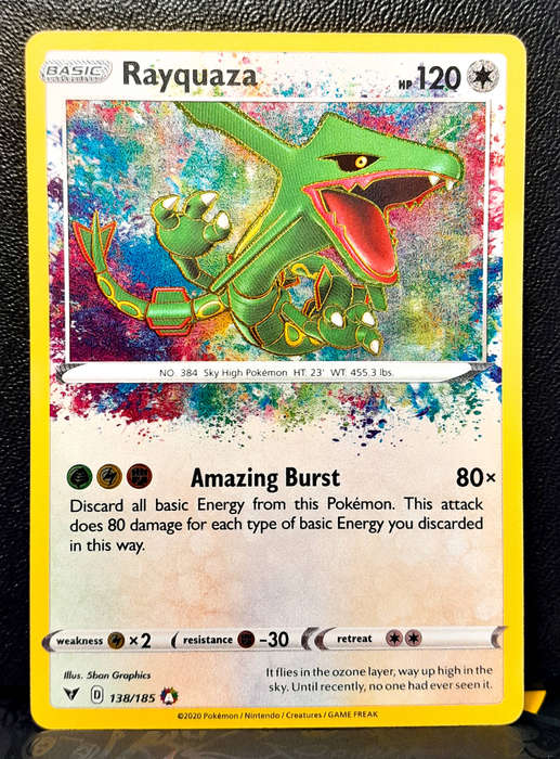 Pokemon Card - Rayquaza 138/185 - AMAZING RARE - SWSH Vivid Voltage NM