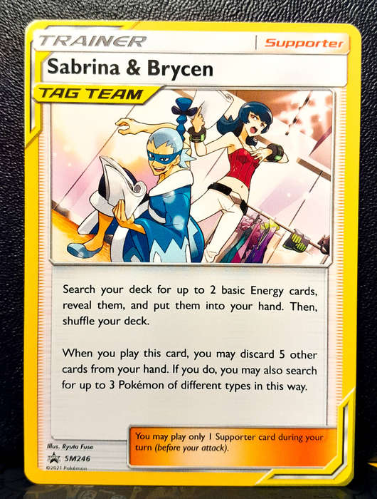 Pokemon Card - Sabrina & Brycen SM246 - Non-Holo - Black star Promo NM
