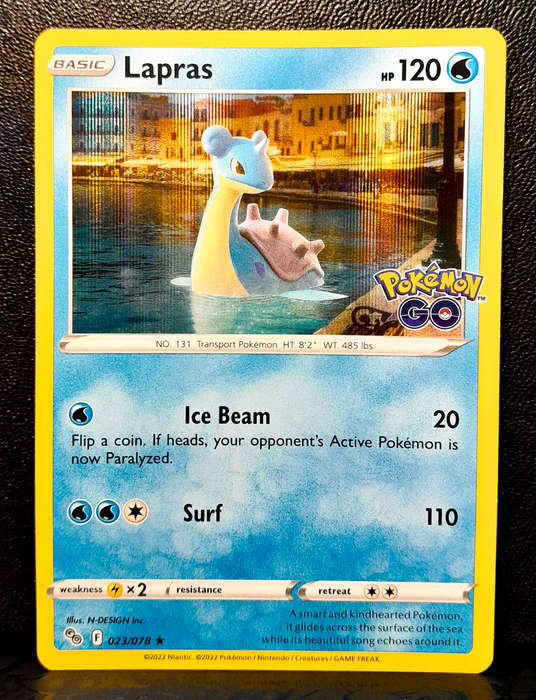 Pokemon Cards - Lapras 023/078 - Holofoil RARE - Pokemon Go - NM