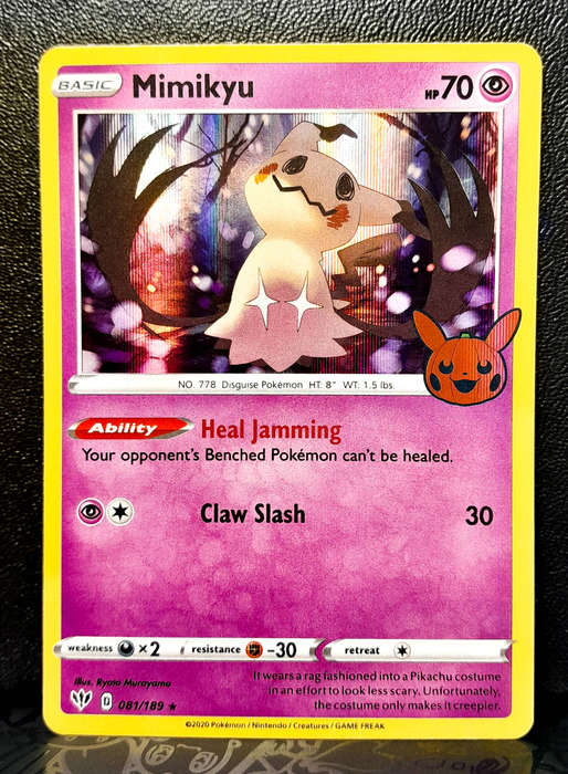 Pokemon Cards - Mimikyu 081/189 - SWSH Darkness Ablaze  - Halloween stamped Promo- NM