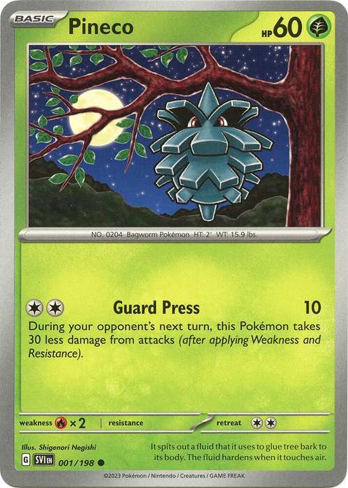 Pokemon Cards - Pineco 001/198 - Common - Scarlet & Violet Base Set - NM