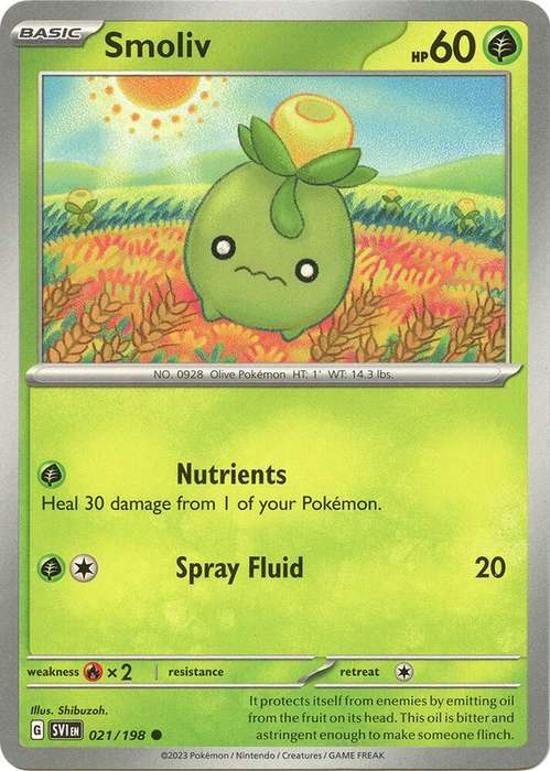 Pokemon Cards - Smoliv 021/198 - Common - Scarlet & Violet Base Set - NM