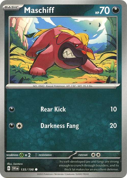 Pokemon Cards - Maschiff 135/198 - Common - Scarlet & Violet Base Set - NM