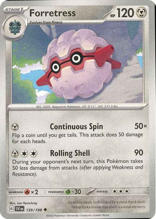 Pokemon Cards - Forretress 139/198 - Uncommon - Scarlet & Violet Base Set - NM