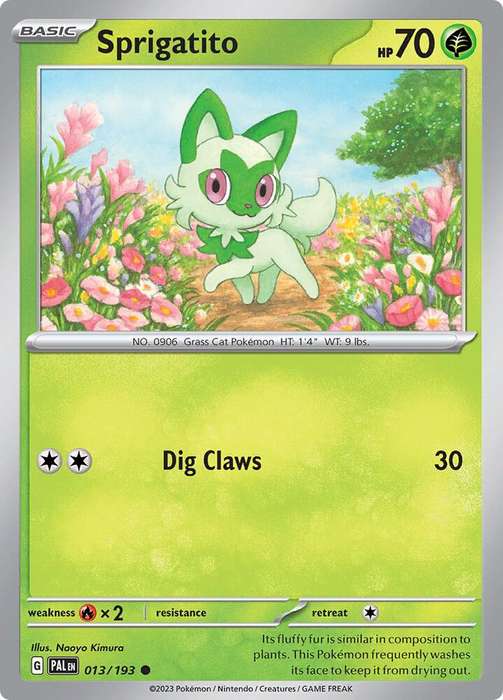 Pokemon Card - Sprigatito 013/193 - Common - Paldea Evolved NM
