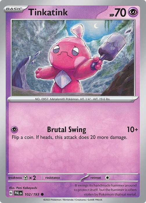 Pokemon Card - Tinkatink 102/193 - Common - Paldea Evolved NM