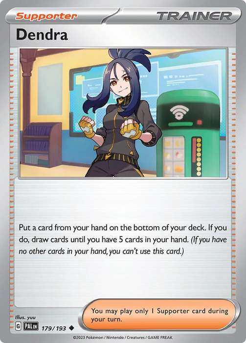 Pokemon Card - Dendra 179/193 - Supporter Trainer - Paldea Evolved NM