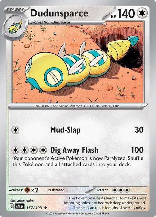 Pokemon Card - Dudunsparce 157/193 - Uncommon - Paldea Evolved NM