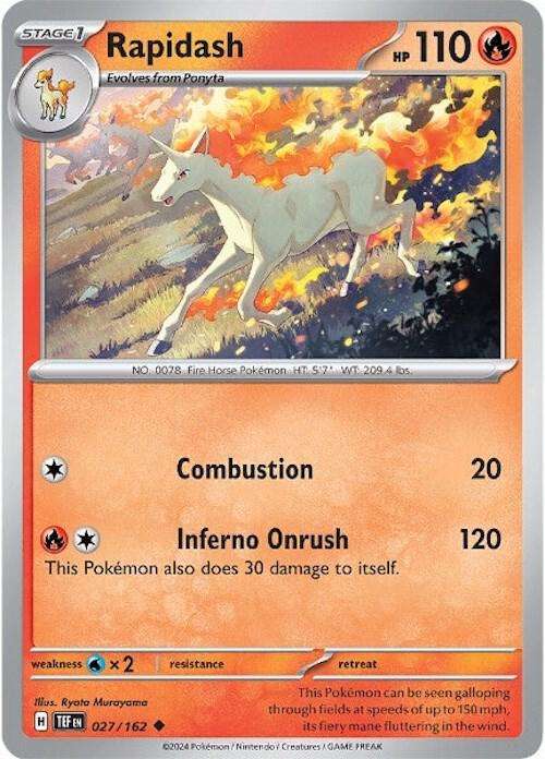 Pokemon Card - Rapidash 027/162- Uncommon - Temporal Forces NM