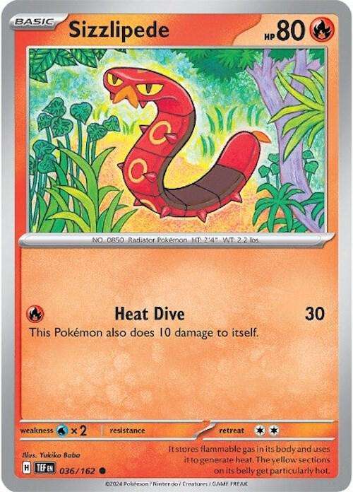 Pokemon Card - Sizzlipede 036/162- Common - Temporal Forces NM