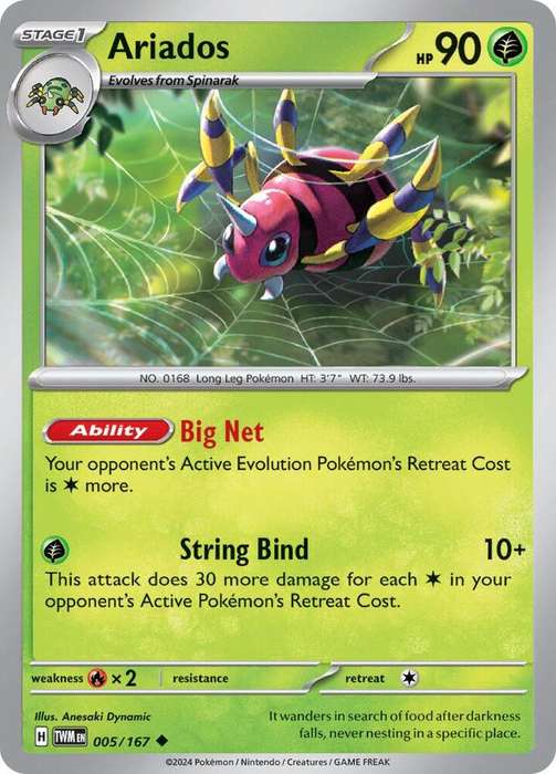 Pokemon Cards - Ariados 005/167 - Uncommon - Twighlight Masquerade (NM)