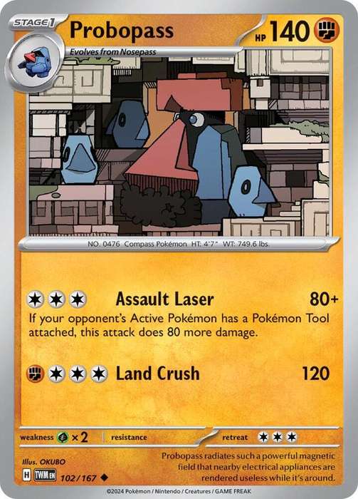 Pokemon Cards - Probopass 102/167 - Uncommon - Twighlight Masquerade (NM)
