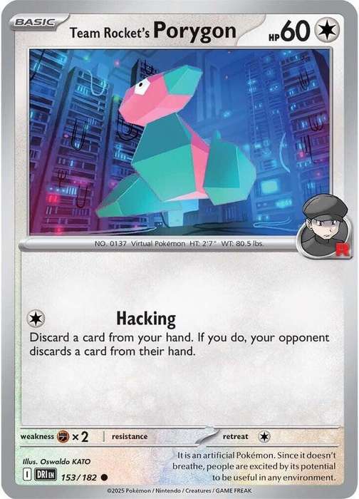 Pokemon Card - Team Rocket's Porygon 153/182 - Common - Destined Rivals - NM