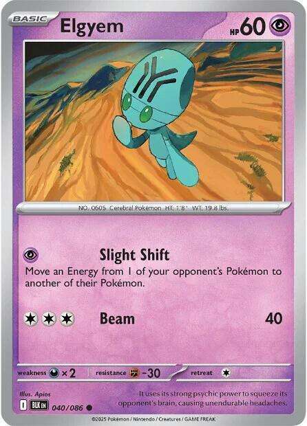 Pokemon Cards - Elgyem 040/086 - Common - Black Bolt - NM