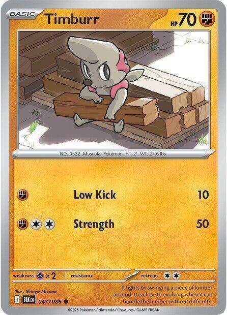 Pokemon Cards - Timburr 047/086 - Common - Black Bolt - NM