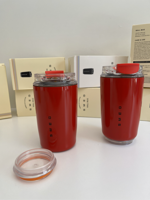 Smeg Stainless Steel Cup Red, Coffee Mug, Tumbler, Ice Cup, Hot Water Bottle.
