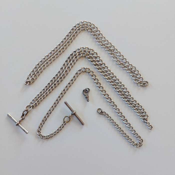 John Scofield 1773 Sterling Silver Pocket Watch Chain x 2