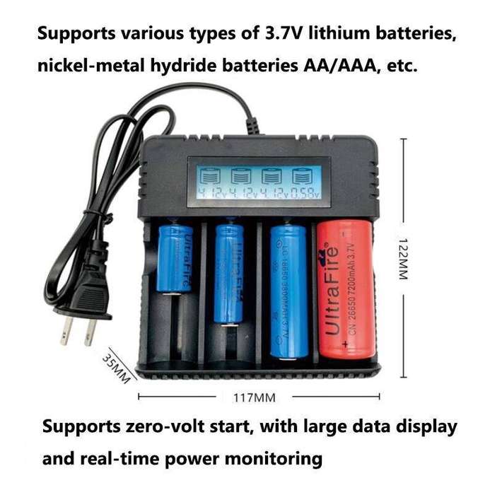 Four slot intelligent LCD lithium battery charger