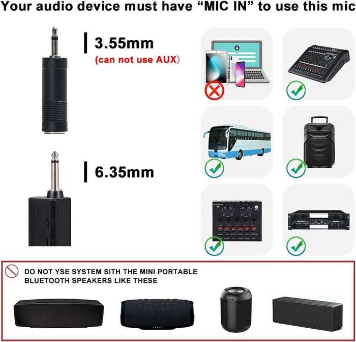 Pair Of Wireless Vocal Microphone With Rechargeable Receiver