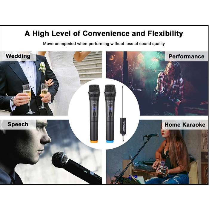 Pair Of Wireless Vocal Microphone With Rechargeable Receiver