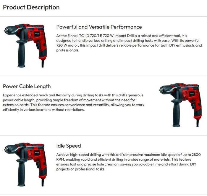 EINHELL - Drill Impact 720W 13mm - TC-ID 720/1 E