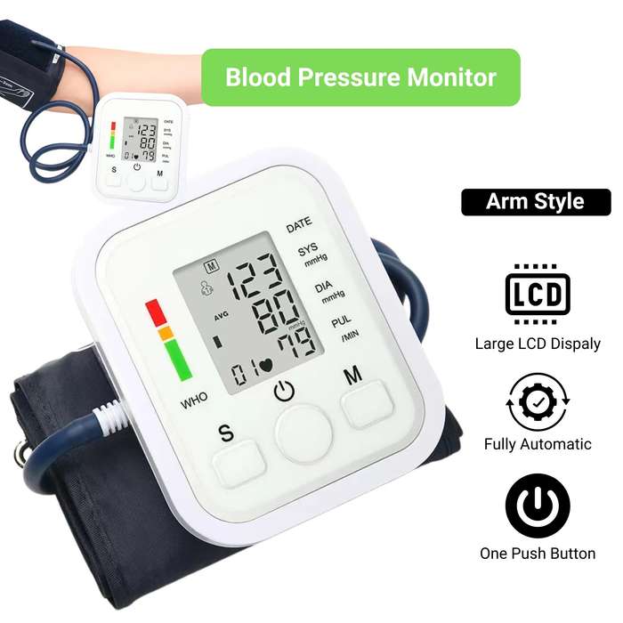 Digital Blood Pressure Monitor Upper Arm Automatic BP Machine Pulse Meter