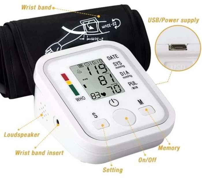 Digital Blood Pressure Monitor Upper Arm Automatic BP Machine Pulse Meter