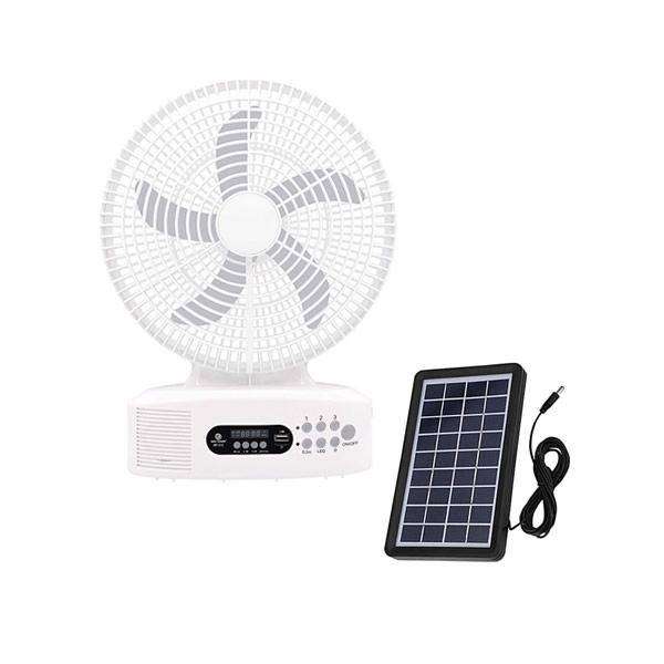 Fan - Solar Powered Rechargeable Fan With Speakers And LED Light