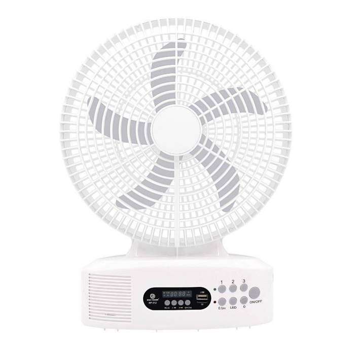 Fan - Solar Powered Rechargeable Fan With Speakers And LED Light