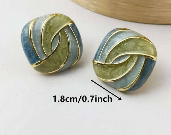 Elegant Enamel Swirl Stud Vintage Earrings Set for Women