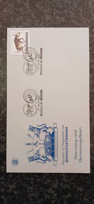 BOPHUTHATSWANA 1982 DATE STAMP CARD(ANIMAL TOTEMS)