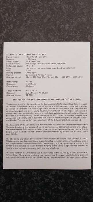 BOPHUTHATSWANA 1984 HISTORY OF THE TELEPHONE