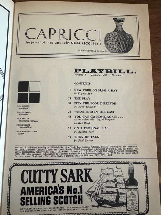 Ginger Rogers Playbills in Hello Dolly-Three Hello Dolly Playbills (different covers)