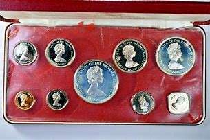 1972 9 COIN PROOF SET OF BAHAMAS IN HARD CASE FRANKLIN MINT - 4 SILVER COINS