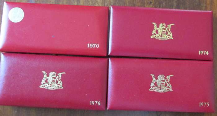 4 PROOF SETS - 1/2 CENT TO SILVER RAND - NO GOLD