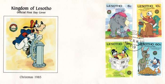 Lesotho - 1985 Christmas Brothers Grimm Disney FDC