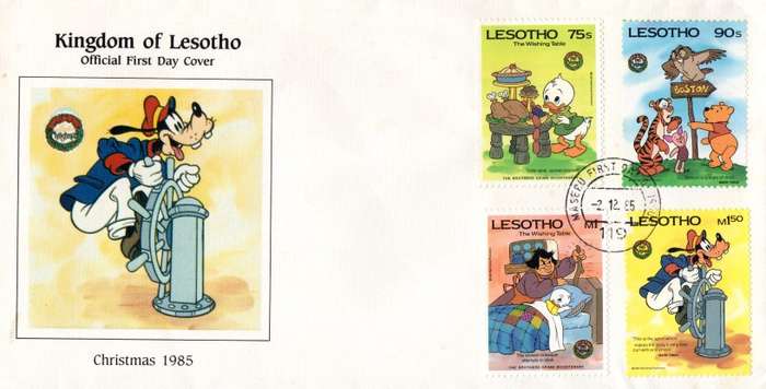 Lesotho - 1985 Christmas Mark Twain Disney FDC